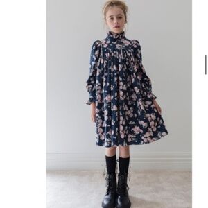 Steph NWT girls floral corduroy ribbon dress